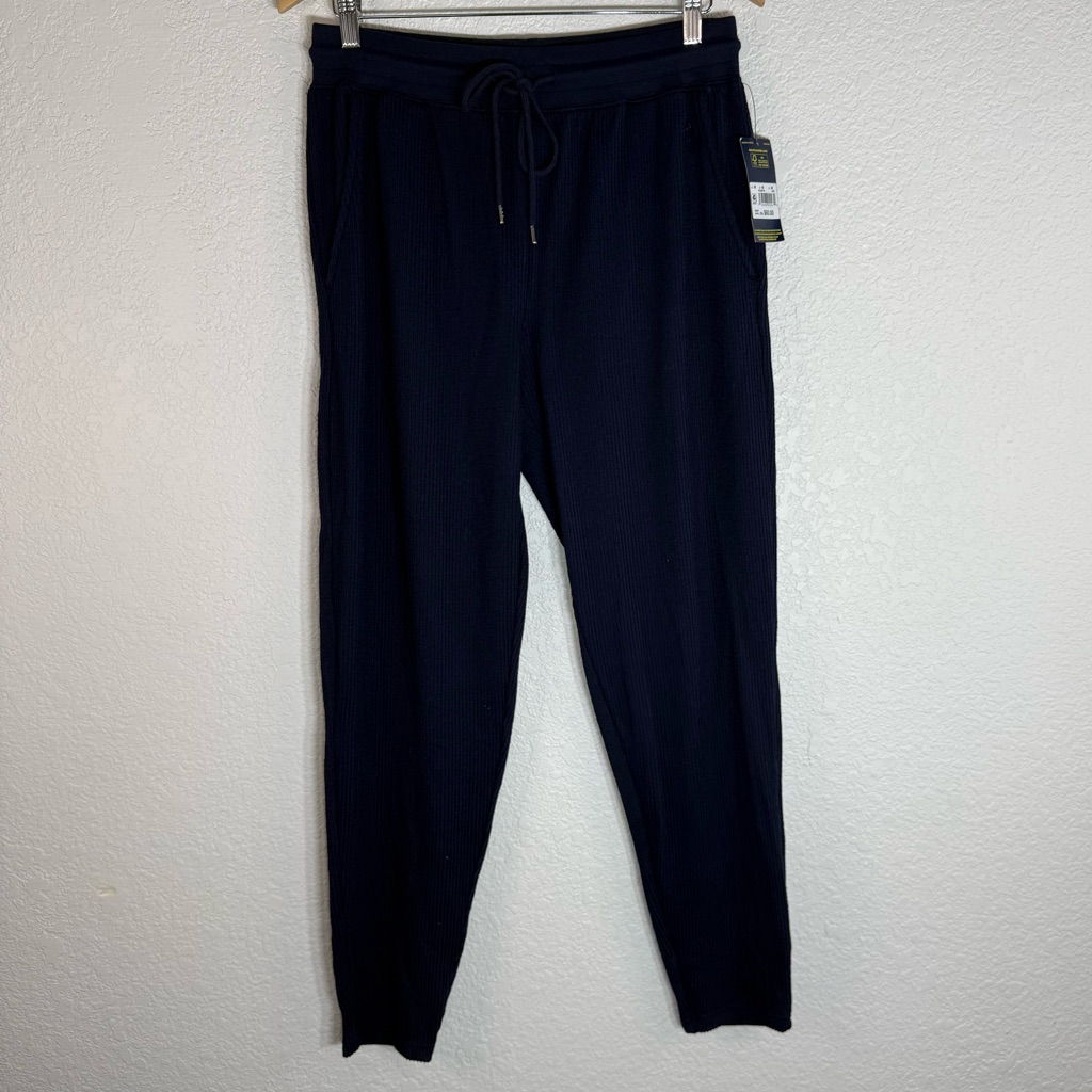 Nwt Polo Ralph Lauren Navy Ribbed Jogger Pajama Bottom Pockets Medium Loungewear